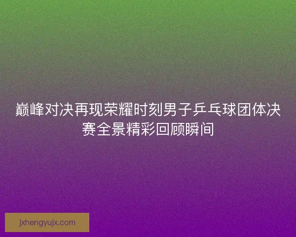 巅峰对决再现荣耀时刻男子乒乓球团体决赛全景精彩回顾瞬间