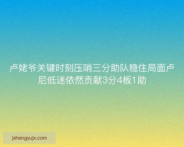 卢姥爷关键时刻压哨三分助队稳住局面卢尼低迷依然贡献3分4板1助